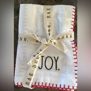 Rae Dunn embroidered cloth holiday napkins. Set of four.